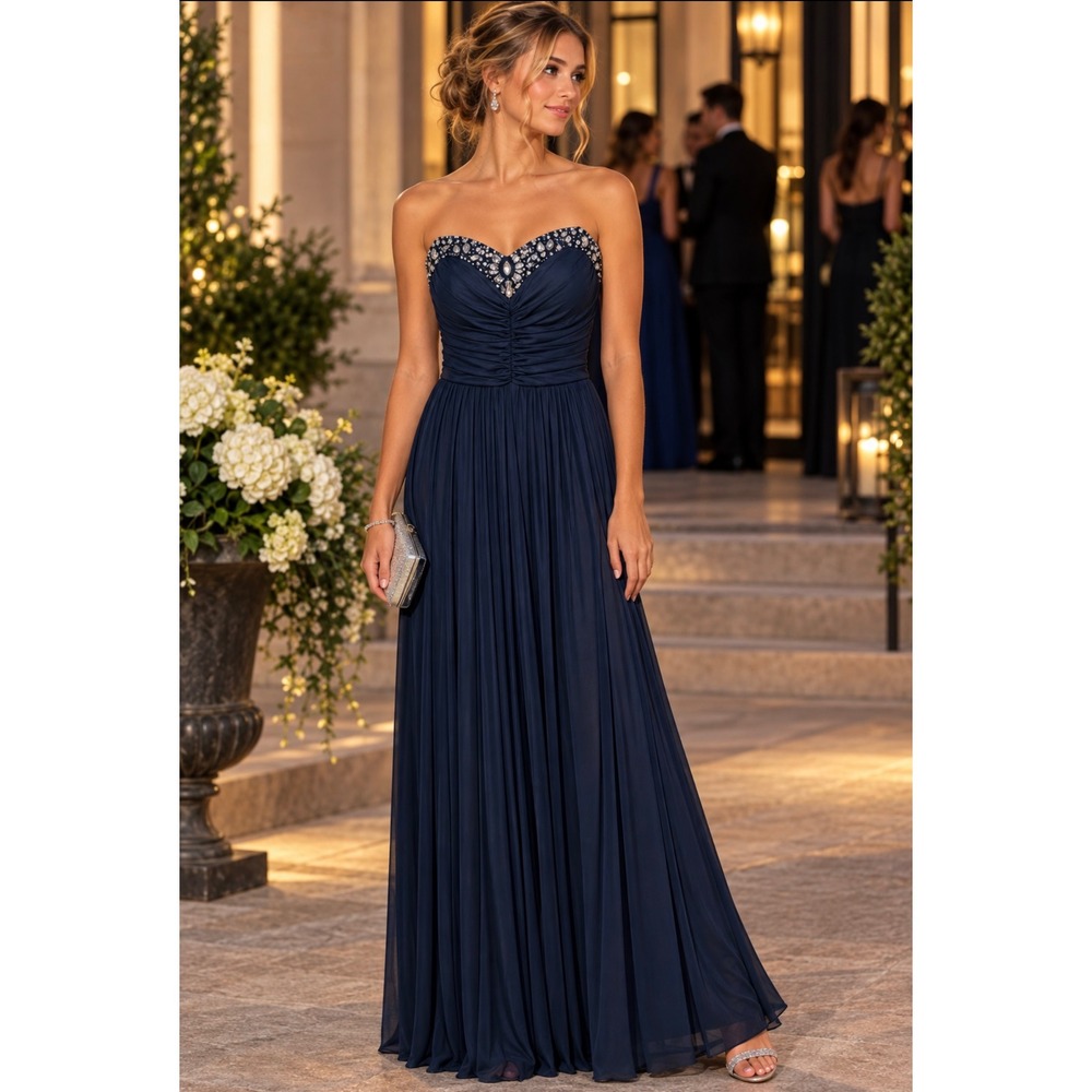 B Darlin Beaded Chiffon Gown Fits Jrs 11 Homecoming Formal Evening Wedding Guest
